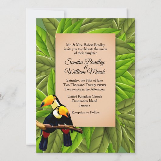 Faire-part de mariage de Jungle Toucans (Devant)