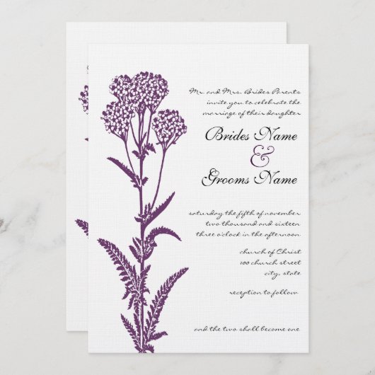 Faire-part de mariage de la branche de fleurs sauv (Devant / Derrière)