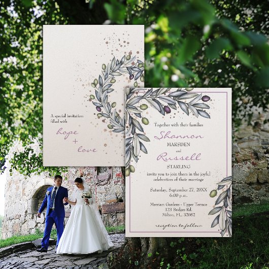 Faire-part de mariage de la branche d'olive