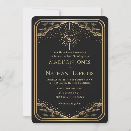 Faire-part de mariage de la carte Tarot Sun Moon B (Devant)