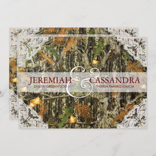 Faire-part de mariage de la dentelle blanche (Devant / Derrière)