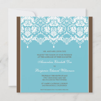 Faire-part de mariage de la dentelle d'Aqua Darlin