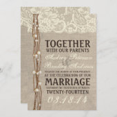 Faire-part de mariage de la dentelle de Burlap (Devant / Derrière)