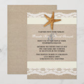 Faire-part de mariage de la dentelle de Burlap (Devant / Derrière)