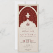 Faire-part de mariage de la dentelle islamique rou (Devant)