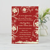 Faire-part de mariage de la dentelle rouge florale (Debout devant)