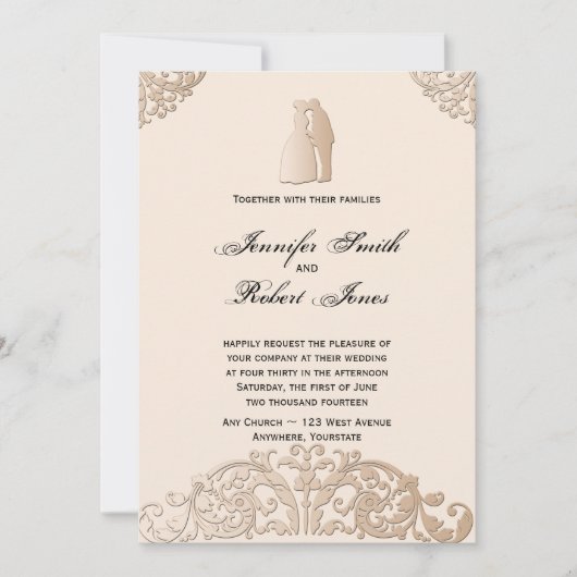 Faire-part de mariage de la Filigue d'or victorien (Devant)