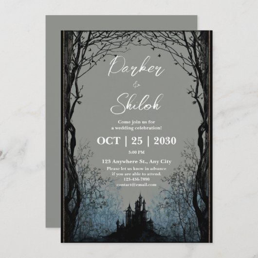 Faire-part de mariage de la forêt de Dark Fairytal (Devant / Derrière)