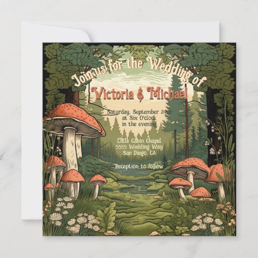 Faire-part de mariage de la forêt de Toadstool (Devant)