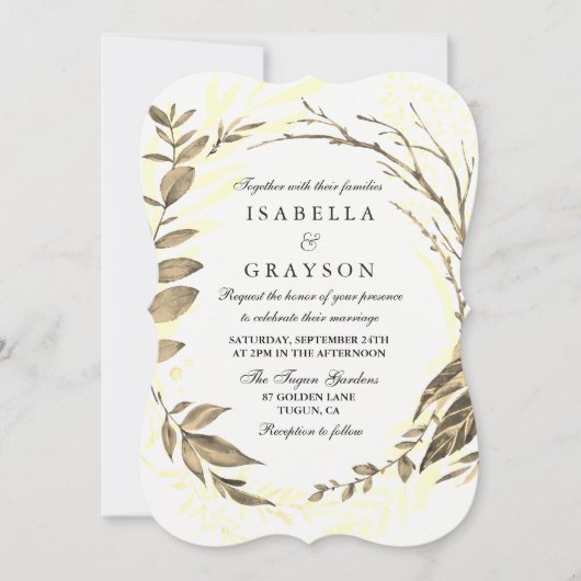 Faire-part de mariage de la forêt d'or (Devant)