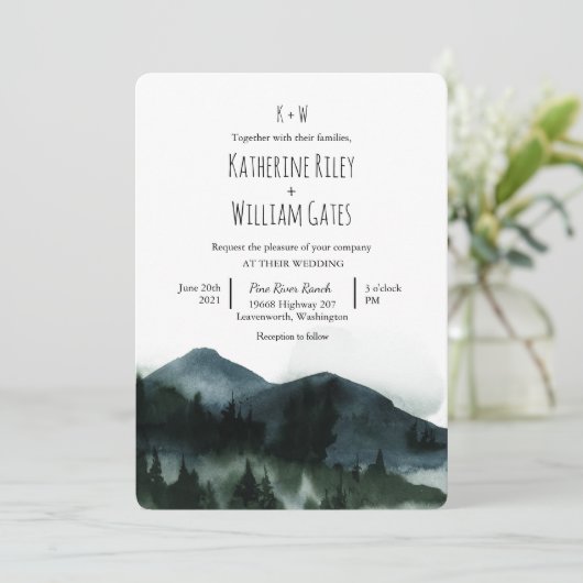 Faire-part de mariage de la forêt rustique (Debout devant)