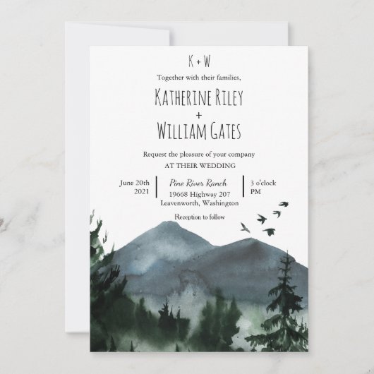 Faire-part de mariage de la forêt rustique (Devant)