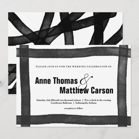 Faire-part de mariage de la frontière de brosse (Devant / Derrière)