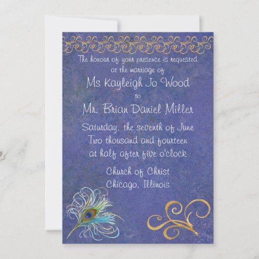 Faire-part de mariage de la gloire de Peacock (Devant)