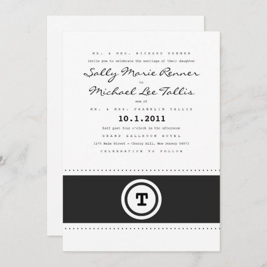 Faire-part de mariage de la machine à écrire (Devant / Derrière)