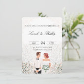 Faire-part de mariage de la mariée et de la chambr (Debout devant)