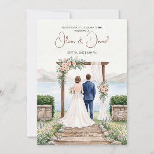 Faire-part de mariage de la mariée et du marié au 