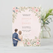Faire-part de mariage de la mariée et du marié Flo (Debout devant)