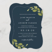 Faire-part de mariage de la marine botanique à feu (Devant / Derrière)