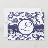 Faire-part de mariage de la Marine Damask Swils (Devant)