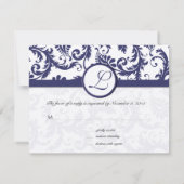 Faire-part de mariage de la Marine Damask Swils (Dos)