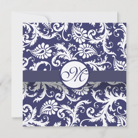 Faire-part de mariage de la Marine Damask Swils (Dos)