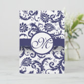 Faire-part de mariage de la Marine Damask Swirls s (Debout devant)