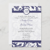 Faire-part de mariage de la Marine Damask Swirls s (Dos)