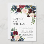 Faire-part de mariage de la marine de Boho Burgund (Devant)