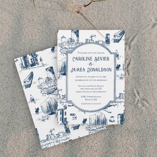 Faire-part de mariage de la marine de Boston Toile