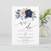 Faire-part de mariage de la marine en fleurs (Debout devant)