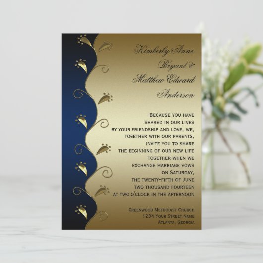 Faire-part de mariage de la Marine et de l'Or (Debout devant)