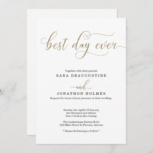 faire-part de mariage de la Parties scintillant d' (Devant / Derrière)