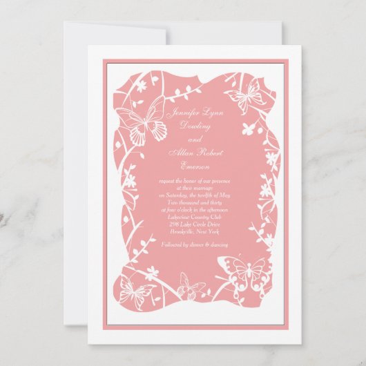 Faire-part de mariage de la prairie à papillons (Devant)