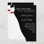 Faire-part de mariage de la robe rouge noire moder (Devant / Derrière)