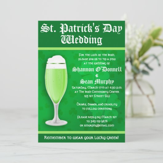 Faire-part de mariage de la Saint Patrick (Debout devant)