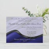 Faire-part de mariage de la vague de soie bleue (Debout devant)