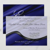 Faire-part de mariage de la vague de soie bleue (Devant / Derrière)