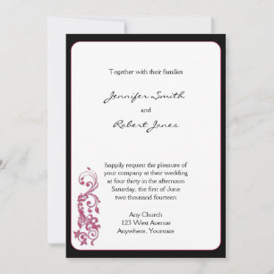 Faire-part de mariage de l'angle arrondi rose de l