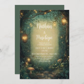 Faire-part de mariage de lanterne forestière encha (Devant / Derrière)