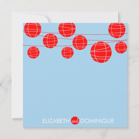 Faire-part de mariage de lanternes en papier bleu  (Dos)