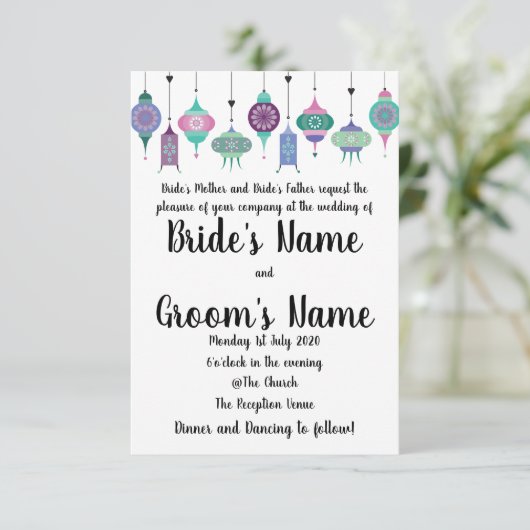 Faire-part de mariage de lanternes marocaines Boho (Debout devant)