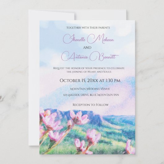 Faire-part de mariage de l'aquarelle (Devant)