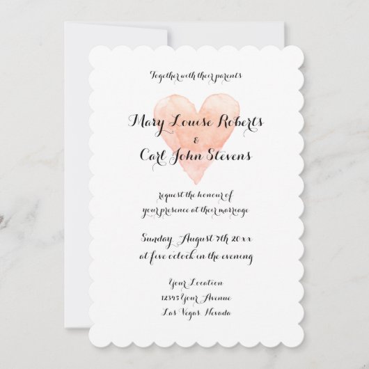 faire-part de mariage de l'aquarelle corallienne (Devant)