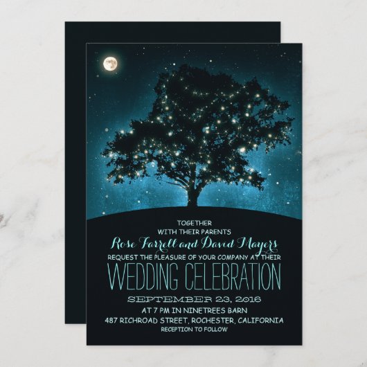 Faire-part de mariage de l'arborescence des lumièr (Devant / Derrière)