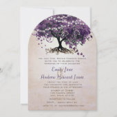 Faire-part de mariage de l'arbre à feuilles en for (Devant)