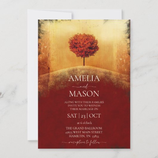 Faire-part de mariage de l'arbre automne (Devant)