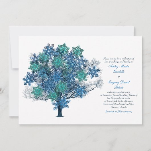 Faire-part de mariage de l'arbre de snowflacon d'h (Devant)