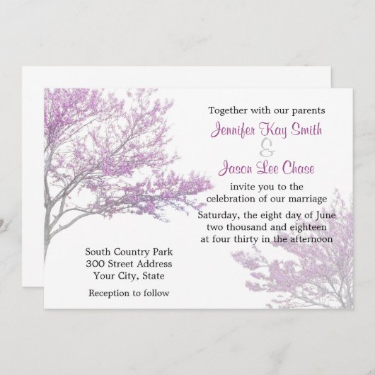 Faire-part de mariage de l'arbre Redbud (Devant / Derrière)