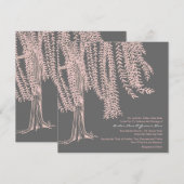 Faire-part de mariage de l'arbre rose et gris (Devant / Derrière)